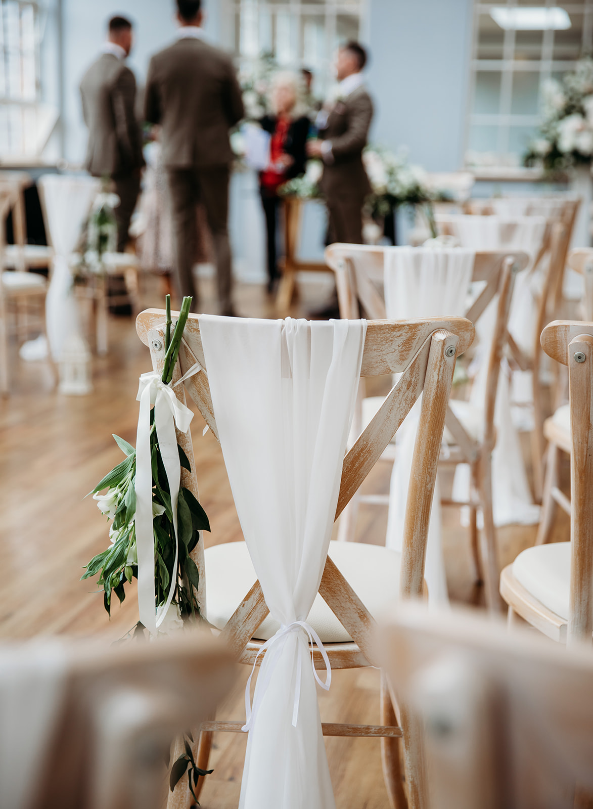 Bredenbury court barns wedding ceremony stairs styling