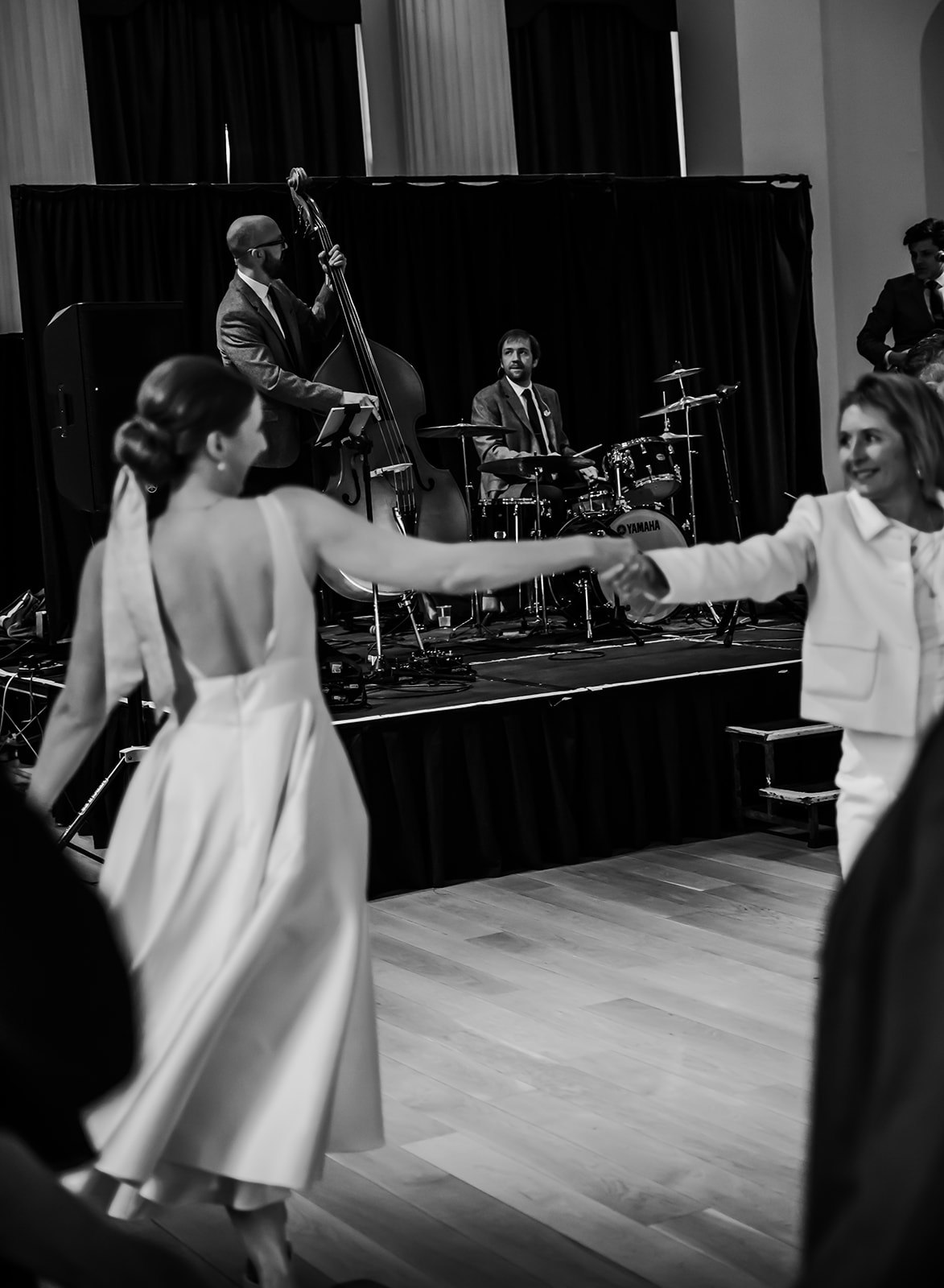 Dancing in Pittville Pump Room in Cheltenham at wedding reception